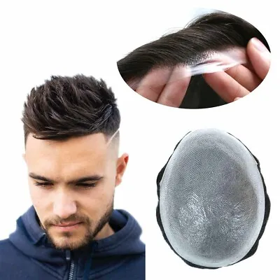 Mens Human Hair Replacement System Thin Skin Toupee Wig V-loop Hairpieces NG • $139.99