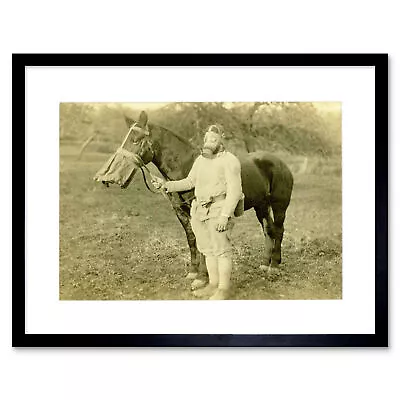 Photo War WWI WW1 UK Gas Mask Soldier Cavalry Framed Print Picture Mount 12x16  • £26.99