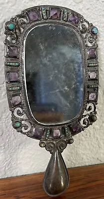 Early Matl Matilde Poulat Sterling Silver Mirror Mexican Turquoise Amethyst #1 • $519