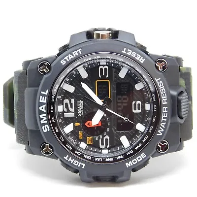 SMAEL No.1545 Military Dual Time Quartz Analog Digital Men's Watch New Battery • $18.99