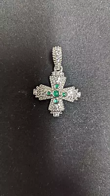 Judith Ripka Sterling Emerald Cross Enhancer • $395