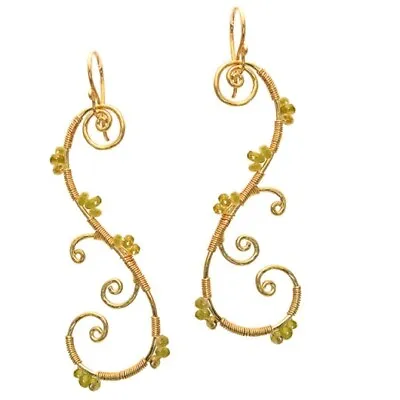 Hammered Scrolly Shape Earring Wrapped W/ Your Choice Of Rondelles- USA Handmade • $116