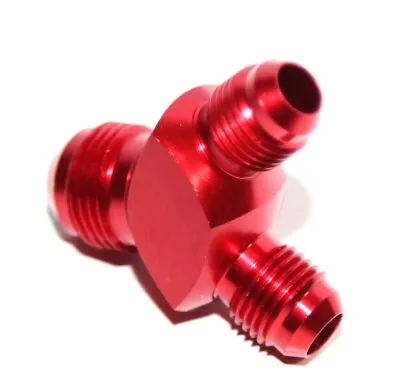 3-Way Y-Block Fitting Adapter AN8 8AN Male To 2X AN6 6AN Male RED • $12