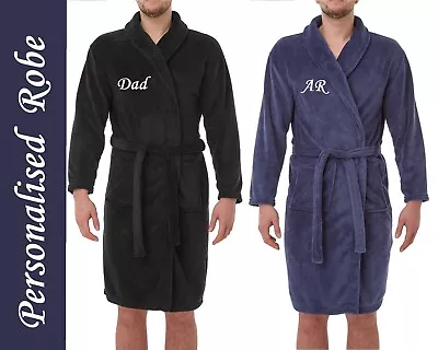 PERSONALISED Mens Super Soft Shawl Collar Dressing Gown Robe Bathrobe - GIFT • £24.99