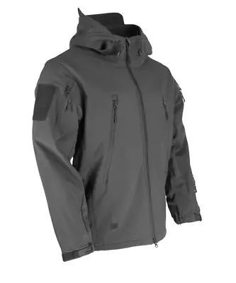 Mens Patriot Tactical Soft Shell Hooded Jacket Grey Zip Fleece Lined Coat • $44.78