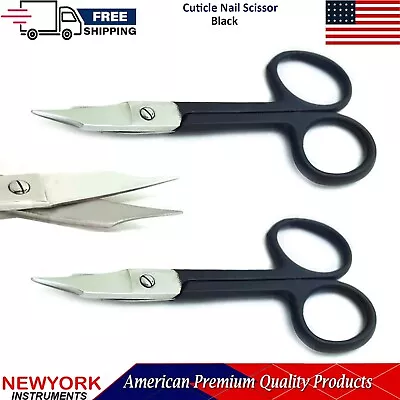 Set Of 2 Nails Care Cuticle Nail Art Scissors Arrow Point Extra Sharp Black New • $9.99