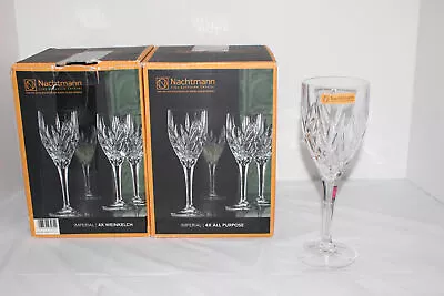 Set Of 8 Nachtmann Imperial Crystal 8.5  All Purpose/water/wine Goblets W/boxes • $129.99