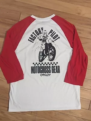RARE Retro OAKLEY T-Shirt  FACTORY PILOT MOTOCROSS GEAR  Red White Size XL • $17.99