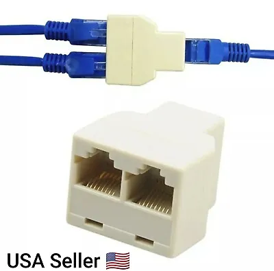 1PC 1 To 2 Ways LAN Ethernet Cord Network Cable RJ45 Female Splitter Adapter • $4.99