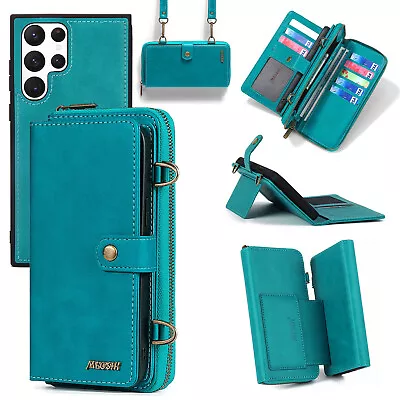 Women Girl Detachable Leather Crossbody Card Retractable Flip Wallet Bag Case • $28.48