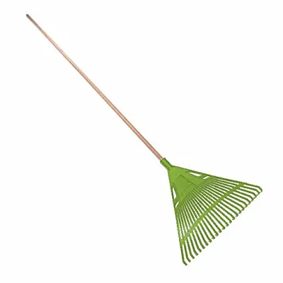 20 Tooth Plastic Rake Leaf Lawn Leaves Garden With Wooden 115cm Handle • £10.39