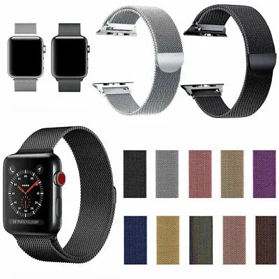 $14.34 • Buy For Apple Watch Strap 7 6 SE 5 4 3 38/40/42/44mm Magnetic Milanese Loop Band