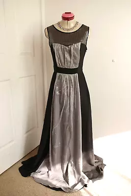 FLEURETTE Black Grey Maxi DRESS Size 8 NEW Fleur Wood Party Cocktail Wedding • $30