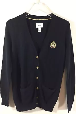 I Love H81 Women Cardigan Button Down Black Medium V Neck Wool Blend • $20.99