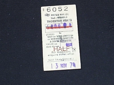£0.60 • Buy Railway. Ticket.  2nd Single. Thornton Heath-E/W Croydon, Norwoods