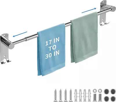 Adjustable Towel Rack 17 To 30In Adjustable Bathroom Towel Rack Stainless Stee • $16.95