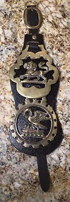 Brass Horse Saddle/Bridle Medallions Ornaments ON Leather Martingale VINTAGE • $28.30