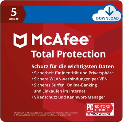 McAfee Total Protection 2024 5 Devices 1 Year | FULL VERSION / Upgrade | Antivirus • $12.43