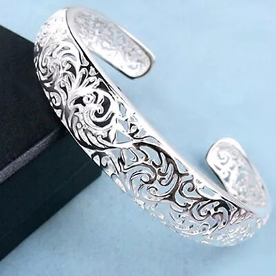 Elegant Women's 925 Sterling Silver Bangle Bracelet Open Cuff Bangle Fashion • $9.40