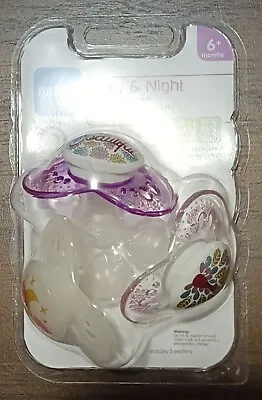 Baby 6+ Months MAM Day & Night Glow In Dark 3 Pacifiers  Beautiful  Peacock Moon • $16.25