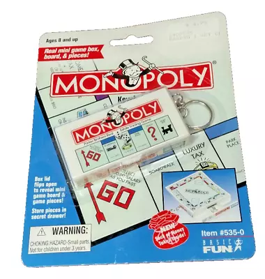 Monopoly Board Game Keychain 1998 Mini Game Board Box & Pieces New **READ** • $15.95