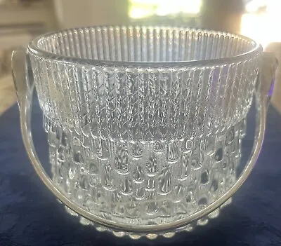 MCM Vintage Teleflora Glass Ice Bucket Basket With Silvertone Handle France 1955 • $8.99