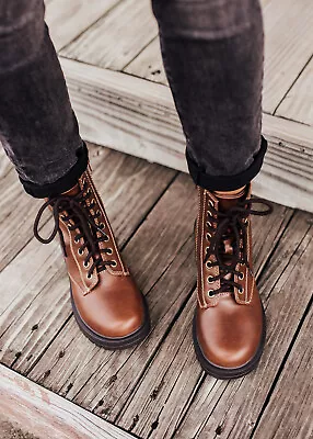 New Women Lace-Up Combat Military Ankle Boot Booties Low Block Heel Lug Platform • $29.24