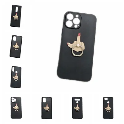 For Various Phones 3D Cute Middle Finger Ring Stand Holder Soft TPU Phone Cover • $9.22