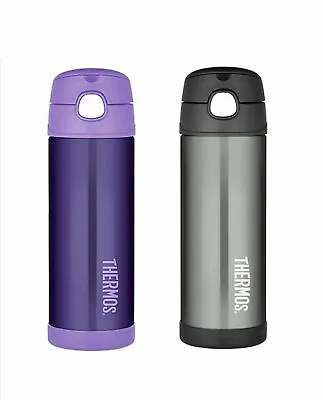 $34.15 • Buy NEW THERMOS FUNTAINER 470ml DRINK BOTTLE Insulated Flask Jar CHARCOAL PURPLE