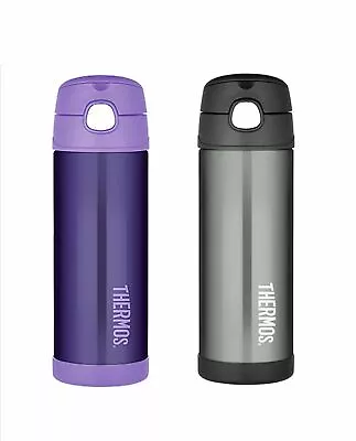 NEW THERMOS FUNTAINER 470ml DRINK BOTTLE Insulated Flask Jar CHARCOAL PURPLE • $35.95