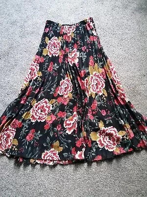 £6 • Buy Primark Atmosphere Floral Pleated Sheer Maxi Skirt Size 10 Boho Gypsy 