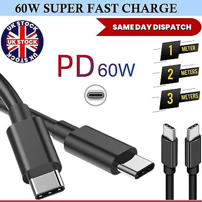 Super Fast 5A Charger USB-C To Type-C Data Cable Lead For Apple IPad Air 5 2022 • £4.49