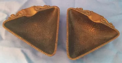 Vintage Solid Brass Triangle MCM Ashtray Nordia Made In Israel Set Of 2 • $13.88