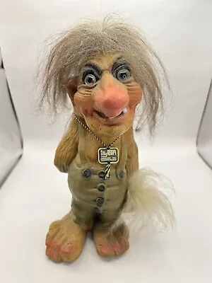 Vintage Large NYFORM Troll Doll Holding Branches 9.5  Norway #700 Original Tag • $110.09