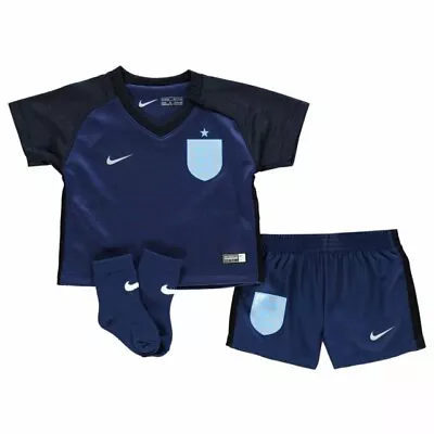 Nike England Away Baby Kit Blue Casual Kid's Shirt Shorts Socks (Size 6-9Months) • £22.99
