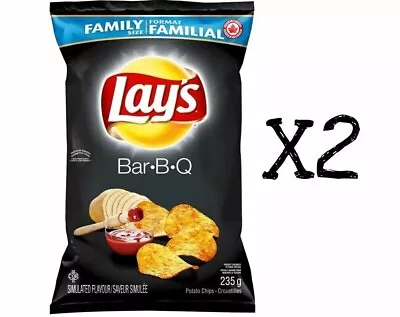 Lays BAR-B-Q Barbeque Chips Large Family Size 235g X2 Bags From Canada Fresh New • $14.99