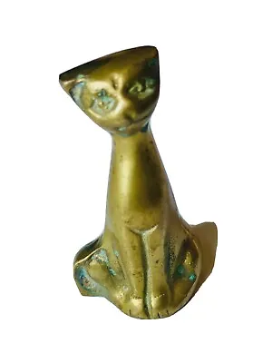 Vintage Mid Century Modern Brass Cat Kitty Figurine Paperweight Decor • $18.95