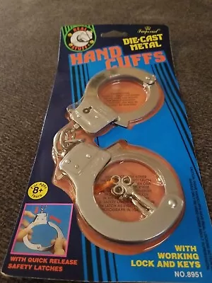 Vtg Imperial Western Toy Die Cast Metal HAND CUFFS Quick Release Lock & Keys  • $17