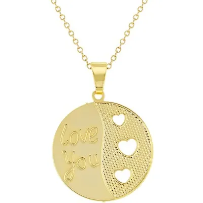 18k Gold Plated I Love You Necklace Pendant Heart Medal 19  • $7.99