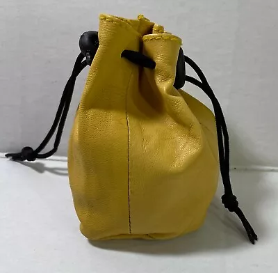 Soft Leather Drawstring Pouch With Spring Locks Coin Purse Wrist Pouch Brand New • $12