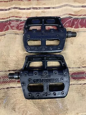 1980’s OG MKS Mikes BLACK 1/2 PEDALS GRAPHITE-x OLD SCHOOL BMX • $69