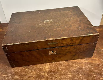 Vintage Wooden Traveling Portable Writing Lap Desk - Box Storage Veneer Finish • $83.30