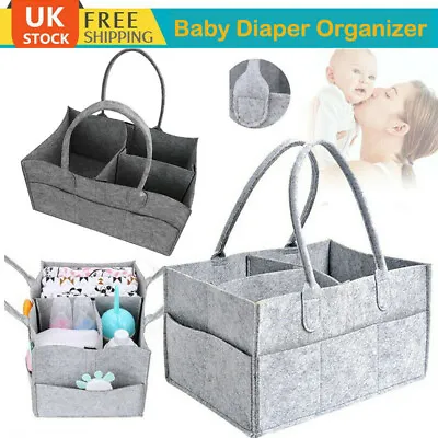 £4.49 • Buy Baby Diaper Caddy Organizer Felt Changing Nappy Kids Carrier Storage Bag Grey UK