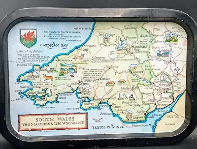 Vintage South Wales The Marches & The Wye Valley Tin Bar Tray Metal 13.5 X 9.25  • $11.95