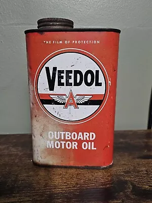 Vintage Veedol Flying A Outboard Motor Oil Can Full Quart Gas Boat Marine  • $17.50