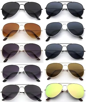 Classic Women' Men' Sunglasses UV400 Protect Double Bridge Aviators Pilot Police • £4.99