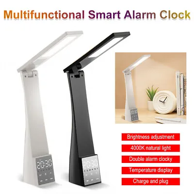 LED Desk Lamp Reading Light With Bluetooth Speaker Alarm Clock Touch Dimmable • $37.09