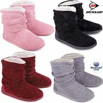 £16.95 • Buy Ladies Slippers Women Dunlop Memory Foam Fur Thermal Ankle Boots Warm Shoes Size