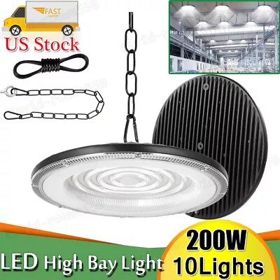 10 Pack 200W UFO Led High Bay Light Factory Warehouse Commercial Light Fixtures • $186.99