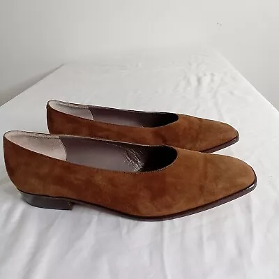 Phyllis Poland Vintage Suede Low Stacked Heel Pumps Brown Size 8B Made In Italy • $29.99